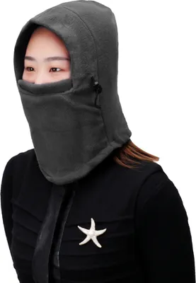 Produktbild von Winter Warme Fleecemütze Skimaske Hals Warme Kapuze Mütze Grau