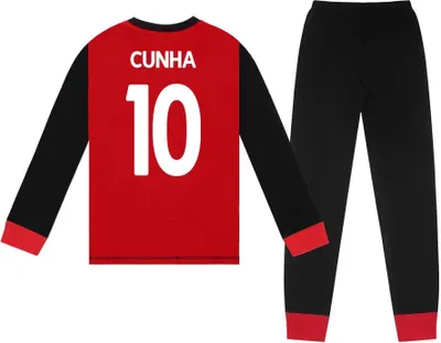 Obrázok produktu pre Manchester United FC - Pyžamo "Matheus Cunha 10" s dlhými nohavicami pre chlapcov GF851 (158-164) (červená/čierna)