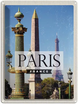 Produktbild von vianmo Blechschild 40x30 cm Paris France Urlaub Retro Architektur Bildmotiv Reisemotiv Abenteuer Reisen Straße Stadt