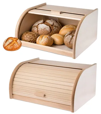 Imagen del producto de Caja para pan de madera, versátil para el almacenamiento, diseño elegante, color marrón