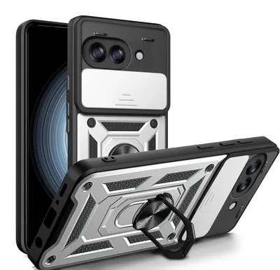 Produktbild von Outdoor Panzer Hülle für Google Pixel 10A Handyhülle mit Kameraschutz Ringhalter Cover Silber