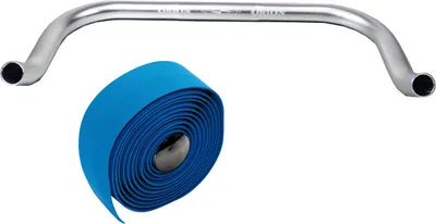 Produktbild von Bullhorn Fixie Singlespeed Lenker [Silber 440 mm] mit Lenkerband Blau