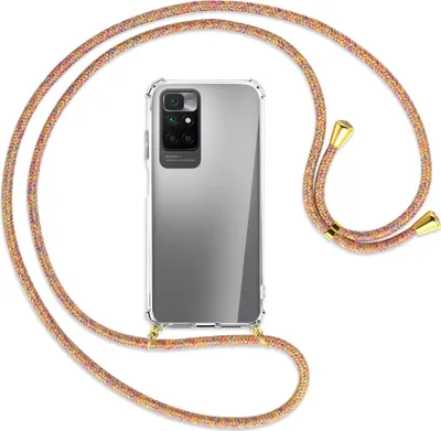 Produktbild von Handykette Backcover-Schutzhülle mit Band (Metall goldfarben) für Xiaomi Redmi 10 - Rainbow