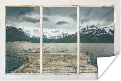 Produktbild von MuchoWow® Poster Aussicht - Steg - Wasser 120x80 cm - Bilder