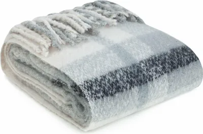 Produktbild von EUROFIRANY | Kuscheldecke - MOHER - 130x170 cm - Cremefarben - Silber - Weich und elegant - mit Fransen