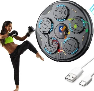 Productafbeelding van Famanu Bokszakset - Boksuitrusting voor effectieve training - Inclusief handschoenen - Ingebouwde muziekfunctie - Compact en duurzaam