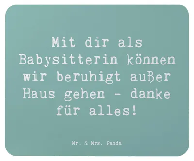 Produktbild von Mr. & Mrs. Panda Mouse Pad Spruch Babysitter Dank - Meeresbrise - Geschenk, Geduld, Danke sagen, Freundschaft, Fürsorge, pc mauspad, Aufmerksamkeit, Bedanken, mousematte