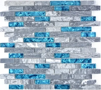 Produktbild von Mosani MOS87-0404, Mosaik, Glas, Stein, Grau, Indoor, Rechteck, 300 mm