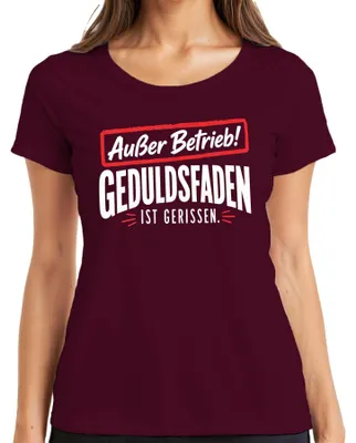 Immagine prodotto di Fuori servizio. Filo di pazienza rotto. Citazione. Dichiarazione. Sarcasmo. T-shirt da donna, color borgogna, taglia XXL