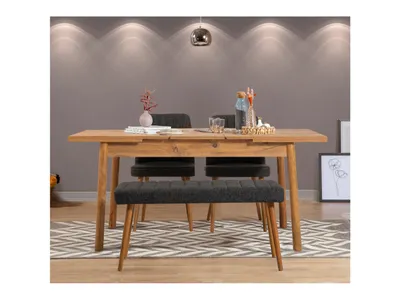 Produktbild von Skye Decor, Santiago Atlantice-Anthracite, Esszimmer, Esstisch- und Stuhlset (4-teilig), Atlantische Kiefer, 120 x 77 x 75 cm