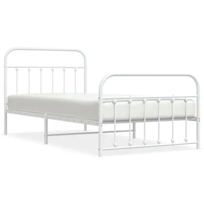 Image de vidaXL Cadre de lit avec tête et pied de lit en métal blanc 100x200 cm