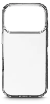 A clear phone case is shown against a white background.