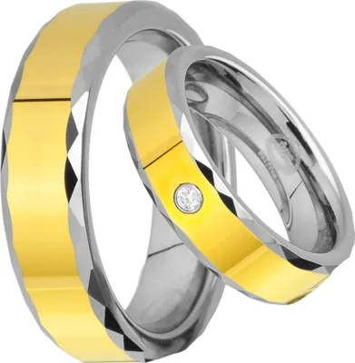 Produktbild von mit GOLD Platierung , aus Wolfram , Trauringe mit Gratis Gravur Hochzeitsringe Eheringe Partnerringe Ohne Steine und 1 Steine JW26-1