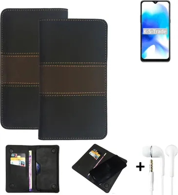 Produktbild von K-S-Trade Handyhülle + Kopfhörer kompatibel mit Blackview A80s Schutzhülle Walletcase Bookstyle Tasche Schutz Case Hülle Wallet Cover Kunstleder