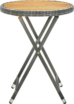 Obrázek produktu pro vidaXL Boční stolek Grey 60 cm Poly ratan a akáciové masivní dřevo