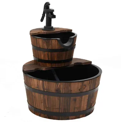 Produktbild von vidaXL Gartenbrunnen mit Pumpe 44,5x44,5x58 cm Massivholz Tanne