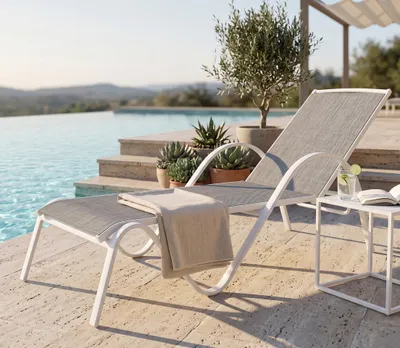 Image de Bain de soleil blanc en aluminium multipositions SUNSET