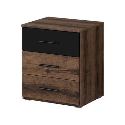 Produktbild von Schlafzimmer Nachtschrank BIRMINGHAM-83 in Eiche Monastery Nb. mit schwarz, B/H/T: ca. 46/56/41 cm