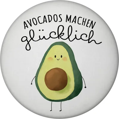 Produktbild von Niedliche Avocado Magnet rund rund mit Spruch Avocados machen glücklich
