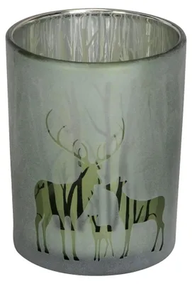 Produktbild von Windlicht Dammwild Glas Kerzenhalter grün H=12,5cm D=10cm