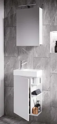 Produktbild von VCM 3-tlg Set | Waschplatz für Gäste WC | Gästebad Toilette | Waschtisch mit Spiegelschrank | Badmöbel Badezimmer Set – Lumia