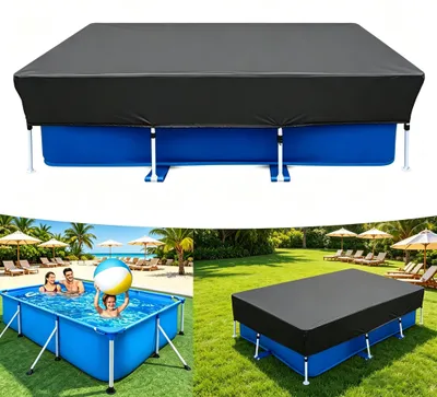 Obrázek produktu pro Kryt na bazén 260 x 170 cm obdélníkový, cover na bazén s UV ochranou a stahovací šňůrou, voděodolný kryt na léto i zimu, chrání před nečistotami