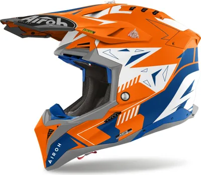 Produktbild von Crosshelm Schutzhelm Quadhelm AIROH Aviator 3.0 Spin Orange Weiß Blau Größe S