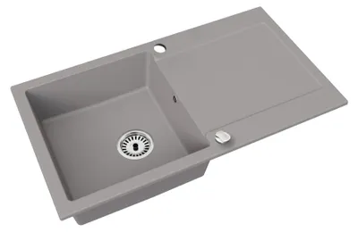 Produktbild von Granitspüle 90x50 cm mit Siphon & Drehexzenter, für 45 cm Schränke, Granitspülen:Grau