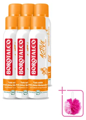 Obrázok produktu pre 6 x Deodorant Borotalco vo forme spreju, vôňa Active Mandarin & Neroli Fresh, 150 ml - balenie pozostávajúce z 6 kusov