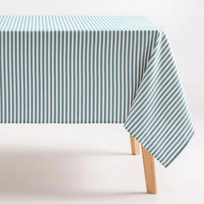 Obrázek produktu pro GAMUSI, odolná ubrus na stůl, 140x240 cm – směs bavlny a polyesteru, pruhovaná, voděodolná, modrá