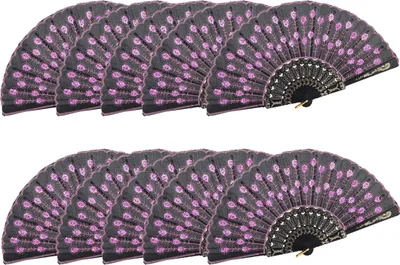 Produktbild von 10 Stück glitzernde, faltbare Handfächer für Hochzeiten, Partys, Tanzrequisiten, Heimdekoration (Pink)