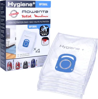 A product box and a vacuum cleaner bag.