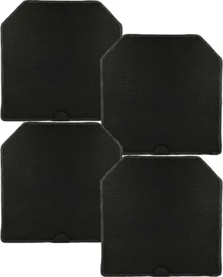 Four black carbon filters arranged in a 2x2 grid on a white background.