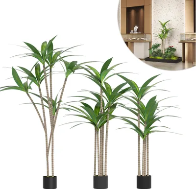 Obrázok produktu pre LZQ umelá Dracaena fragrans 120cm umelá tropická plastová rastlina, umelé rastliny v kvetináči, falošná rastlina pre obývaciu izbu, ideálny darček na kolaudáciu