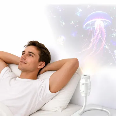 Produktbild von 2-in-1 Galaxy Projektor Nachtlicht, 360° verstellbar, USB, 6 Projektionsfolien – Sternenhimmel Projektor & LED Nachtlicht für Schlafzimmer & Party
