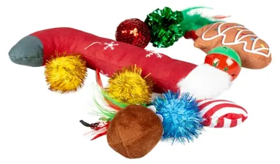 Produktbild von Duvo+ Xmas Geschenktasche mit 10 Katzenspielzeugen