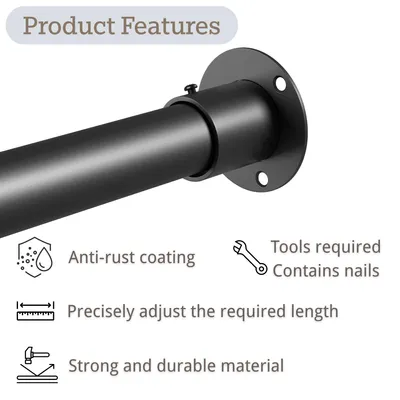 Obrázek produktu pro Omgoods - Věšák na oblečení s montážní sadou - bílý, 84–160 cm