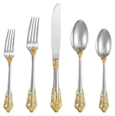 Image de Set de couverts 20 pièces dans une boîte cadeau, finition or et argent