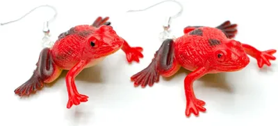 Produktbild von Frosch Ohrringe Miniblings Hänger Giftfrosch Kinderohrringe Amazonas rot schwarz