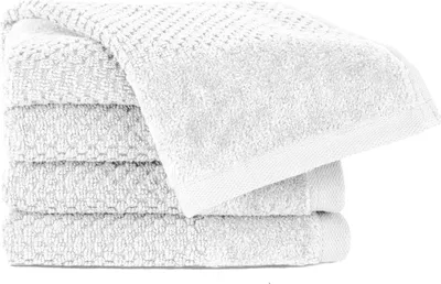 Produktbild von Pure Label 4-TLG Gästehandtücher 30x50 cm mit Aufhängeschlaufe aus 100% Baumwolle, saugstark und weich | 4 Gästehandtücher Weiß, 30x50cm