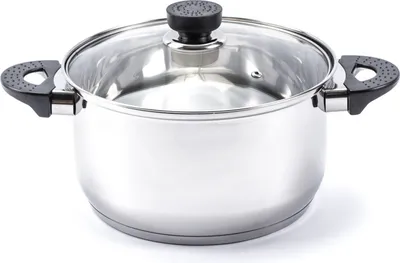 Produktbild von INDUKTION Edelstahl TOPF Gas mit Glasdeckel KOCHTOPF Suppentopf 5,5L