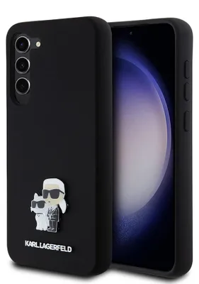 Produktbild von Karl Lagerfeld KLHCS23MSMHKCNPK S23+ S916 hardcase schwarz Silicone Karl&Choupette Metal Pin Schutzhülle