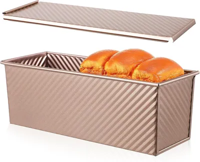 Produktbild von Antihaft-Toastbrotbackform aus Kohlenstoffstahl mit Deckel, Gold