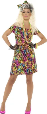 Produktbild von 80er-Jahre-Minikleid mit Leopardenmuster bunt