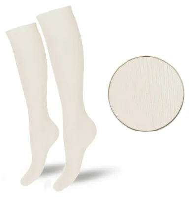 Produktbild von Kniestrümpfe Milena glatt beige 75% Baumwolle hohe Passform 37-41