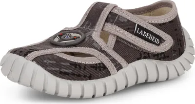 Produktbild von Ladeheid Jungen Hausschuhe mit Klettverschluss und Einlegesohlen LAVI0003 (Graphit Lenkrad, 23 EU)
