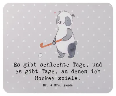 Produktbild von Mr. & Mrs. Panda Mouse Pad Panda Hockey spielen - Grau Pastell - Geschenk, computer mauspad, Hockeyschläger, Feldhockey, mausteppich, Verein, mousematte, Mousepad