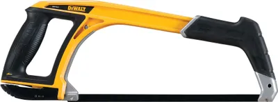 A DeWALT handsaw with a yellow and black frame and a silver end.