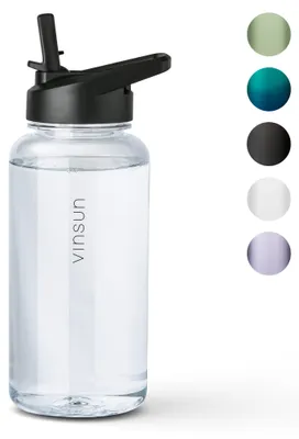 Produktbild von Trinkflasche 1L Sport Flasche Wasserflasche BPA frei transparent Fitness Vinsun, KI-generiertes Bild