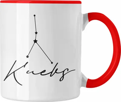 Produktbild von Trendation - Krebs Sternzeichen Tasse Geschenk Horoskop Tierkreiszeichen (Rot)